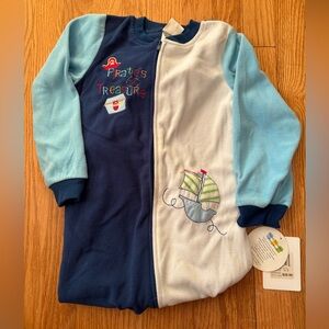 NWT Absorba Boys Fleece Embroidered Pirate Footie Pajamas - Size 5